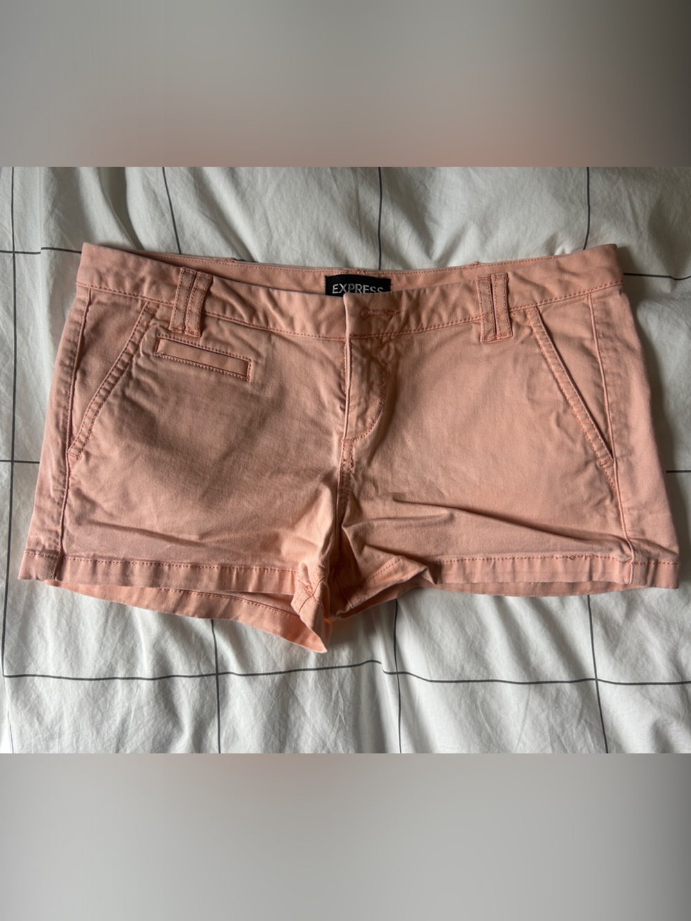 Express Peach Cotton Blend Jean Shorts